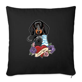 I Love Mom Tattoo I Dachshund Mom - Sofa pillowcase 17,3'' x 17,3'' (45 x 45 cm) - black - Front
