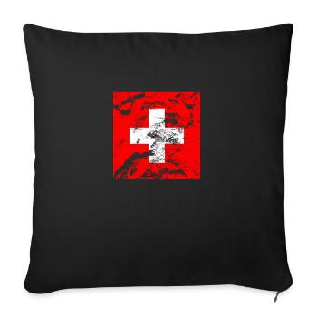 Schweiz Schweizer Flagge - Sofakissenbezug 45 x 45 cm - Schwarz - Vorne