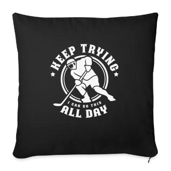 Eishockey-Design für einen Hockeyspieler - Sofakissenbezug 45 x 45 cm - Schwarz - Vorne