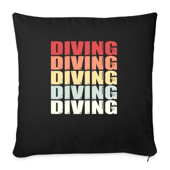 Diving Dive Scuba diving Saying Retro Gift - Sofa pillowcase 17,3'' x 17,3'' (45 x 45 cm) - black - Front