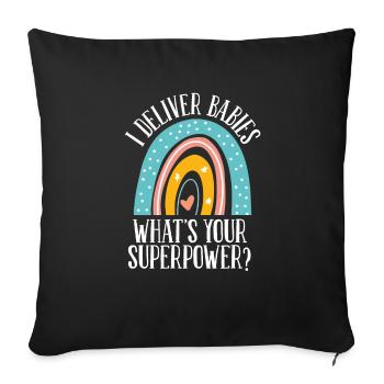 Sage-femme OBGYN Infirmière Obstétrique Naissance Sage-femme - Housse de coussin décorative 45 x 45 cm - noir - Devant