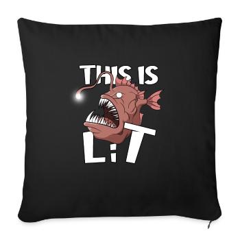 Ceci est éclairé Pêcheur Pêcheur Amateur de pêche Pêcheur - Housse de coussin décorative 45 x 45 cm - noir - Devant