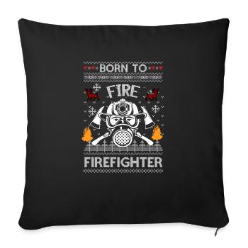 Pompiers Bière Ugly Christmas Sweater Cadeau - Housse de coussin décorative 45 x 45 cm - noir - Devant