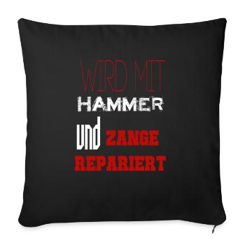 Wird mit hammer und zange repariert Ural Beiwagen - Sofakissenbezug 45 x 45 cm - Schwarz - Vorne