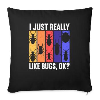 J’aime les insectes entomologie insectes - Housse de coussin décorative 45 x 45 cm - noir - Devant