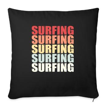 Surfer Girl Surf Surfer Saying Retro Gift - Sofa pillowcase 17,3'' x 17,3'' (45 x 45 cm) - black - Front