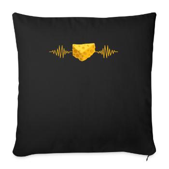 Cheese Heartbeat Cheesy Lover Mozzarella Cheddar - Housse de coussin décorative 45 x 45 cm - noir - Devant