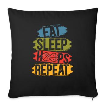 Mangez des cerceaux de sommeil Répéter Le basketteur Joueur de basket-ball - Housse de coussin décorative 45 x 45 cm - noir - Devant