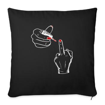 Women's middle finger sarcasm nail polish - Sofa pillowcase 17,3'' x 17,3'' (45 x 45 cm) - black - Front