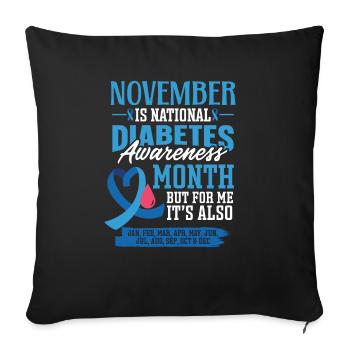 Novembre pour les diabétiques est le Mois de la sensibilisation au diabète - Housse de coussin décorative 45 x 45 cm - noir - Devant