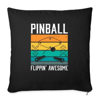 Jeu de table Flipper I Pinball Flippin' Awesome - Housse de coussin décorative 45 x 45 cm - noir - Devant