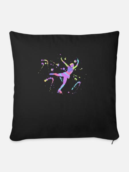 Eisläufer Eiskunstlauf Silhouette - Sofakissenbezug 45 x 45 cm - Schwarz