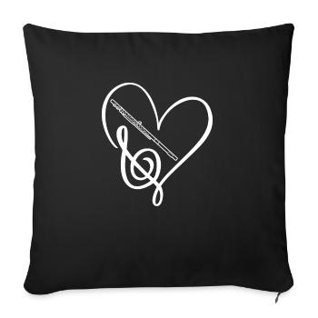 Love Clef Flutes Player Flute - Sofa pillowcase 17,3'' x 17,3'' (45 x 45 cm) - black - Front