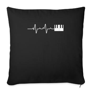 Herzschlag Herzlinie Herzfrequenz Piano Klavier - Sofakissenbezug 45 x 45 cm - Schwarz - Vorne