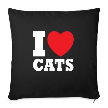 Cat Love - Sofakissenbezug 45 x 45 cm - Schwarz - Vorne