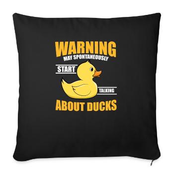 Avertissement May Parler de Canards Bain Duckie Caoutchouc - Housse de coussin décorative 45 x 45 cm - noir - Devant