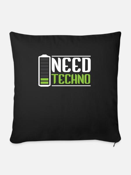 Brauche Techno Music Raver - Sofakissenbezug 45 x 45 cm - Schwarz