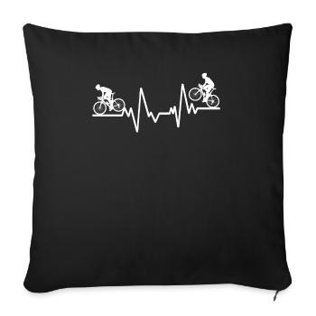 Vélos de route sur la ligne ECG - Housse de coussin décorative 45 x 45 cm - noir - Devant
