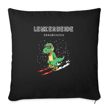 Lenzerheide Graubünden Schweiz Retro Ski T-Rex - Sofakissenbezug 45 x 45 cm - Schwarz - Vorne
