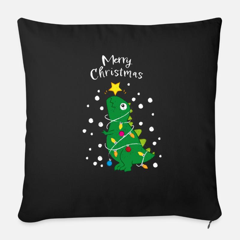 Weihnachten Weihnachtsbaum T-Rex Dino Tannenbaum - Sofakissenbezug 45 x 45 cm - Schwarz