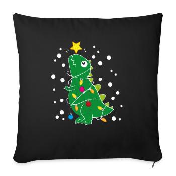 Ugly X-Mas Weihnachten Tyrannosaurus Rex Geschenk - Sofakissenbezug 45 x 45 cm - Schwarz - Vorne