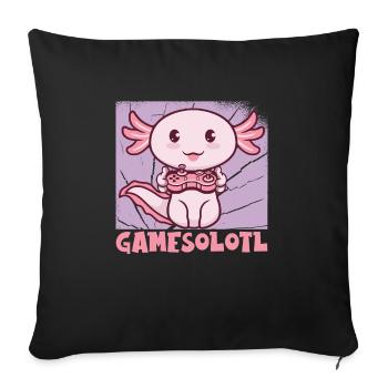 Gamesolotl Cute Kawaii Axolotl - Sofa pillowcase 17,3'' x 17,3'' (45 x 45 cm) - black - Front