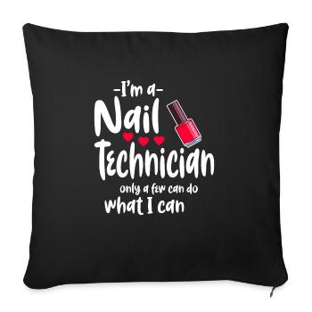 Nail technician work - Sofa pillowcase 17,3'' x 17,3'' (45 x 45 cm) - black - Front