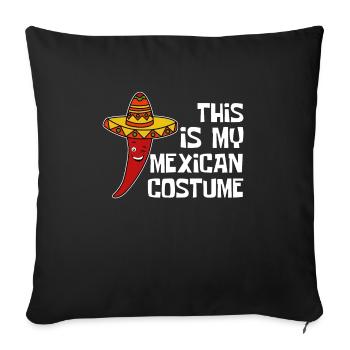Mexikanisches Coustume Chili & Sombrero - Sofakissenbezug 45 x 45 cm - Schwarz - Vorne