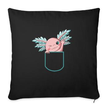 Axolotl Kawaii Funny Mexican Axolotl - Sofa pillowcase 17,3'' x 17,3'' (45 x 45 cm) - black - Front