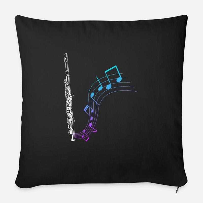 Querflöte Geschenk Musik Noten - Sofakissenbezug 45 x 45 cm - Schwarz