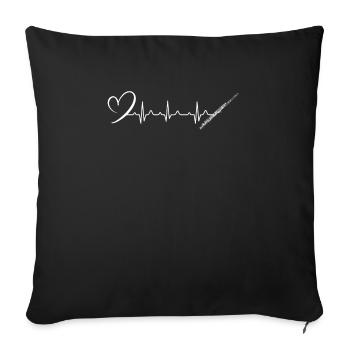 Heartbeat Heartline Heart Rate Flûte - Housse de coussin décorative 45 x 45 cm - noir - Devant