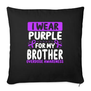 Brother Purple Ribbon Sensibilisation aux surdoses jumelles - Housse de coussin décorative 45 x 45 cm - noir - Devant