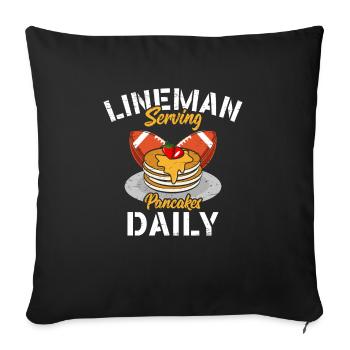 Joueur de ligne de ligne de football servant des crêpes tous les jours - Housse de coussin décorative 45 x 45 cm - noir - Devant