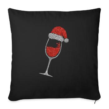 Wine Christmas cap glitter beautiful - Sofa pillowcase 17,3'' x 17,3'' (45 x 45 cm) - black - Front