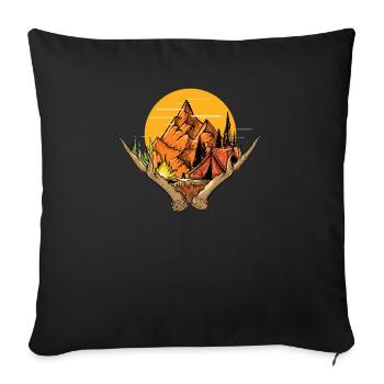 Red Deer I Deer Antler Hunter Hunting Motif for - Sofa pillowcase 17,3'' x 17,3'' (45 x 45 cm) - black - Front