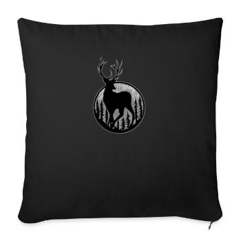 Red Deer I Deer Antler Hunter Hunting Motif for - Sofa pillowcase 17,3'' x 17,3'' (45 x 45 cm) - black - Front