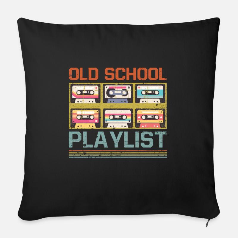 Old School Playlist Kassette Musik Retro 80er - Sofakissenbezug 45 x 45 cm - Schwarz