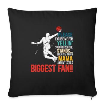 Basketball Mama Player Hoop Junkie Fête des mères Maman - Housse de coussin décorative 45 x 45 cm - noir - Devant