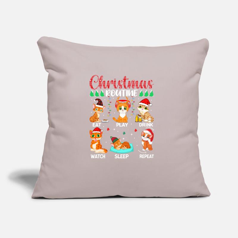 Routine de Noël Chat Housse de coussin décorative 45 x 45 cm