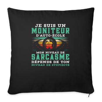 Moniteur De Conduite moniteur d'auto-école - Housse de coussin décorative 45 x 45 cm - noir - Devant
