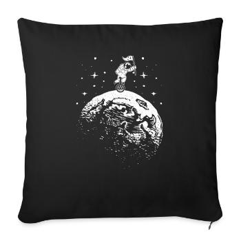 Unicycling Astronaut Unicyclist Cosmonaut - Sofa pillowcase 17,3'' x 17,3'' (45 x 45 cm) - black - Front