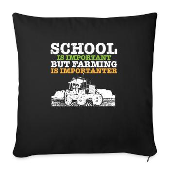 L’école d’agriculteur I est importante, mais l’agriculture - Housse de coussin décorative 45 x 45 cm - noir - Devant