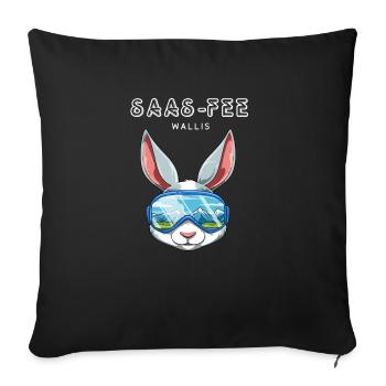 Saas Fee Wallis Schweiz Retro Ski Snowboard Hase - Sofakissenbezug 45 x 45 cm - Schwarz - Vorne