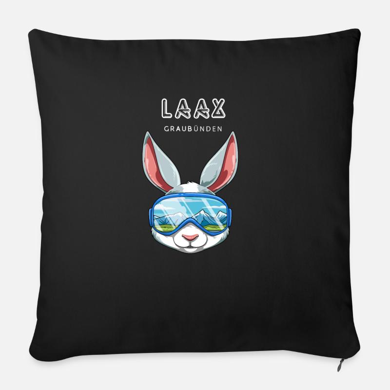 Laax Graubünden Schweiz Retro Ski Hase - Sofakissenbezug 45 x 45 cm - Schwarz