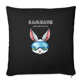 Samnaun Graubünden Schweiz Retro Ski Hase - Sofakissenbezug 45 x 45 cm - Schwarz - Vorne