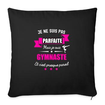 pas parfaite mais gymnaste - Housse de coussin décorative 45 x 45 cm - noir - Devant