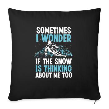 Skiing Ski Winter Sports Snow Ski Sloper Skis - Sofa pillowcase 17,3'' x 17,3'' (45 x 45 cm) - black - Front