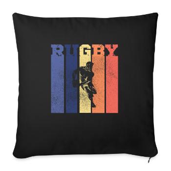 Rugby Bande vintage Cadeau Supporter de Rugby - Housse de coussin décorative 45 x 45 cm - noir - Devant