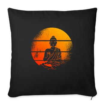 Méditation Bouddha statue Bouddha - Housse de coussin décorative 45 x 45 cm - noir - Devant
