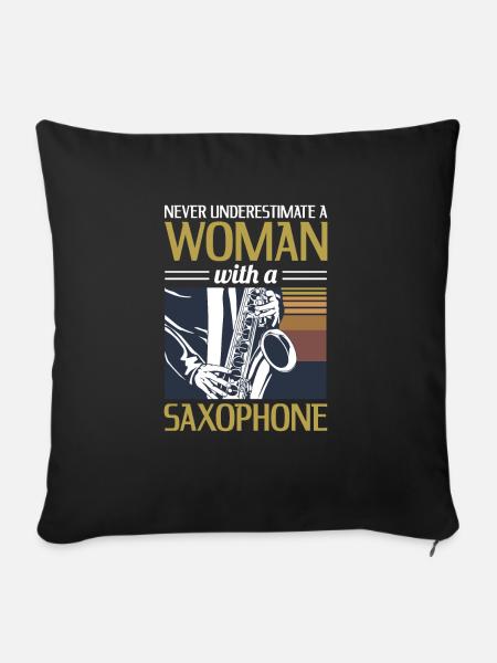 Baritonsaxophon-Angebot für Ihre Saxophon-Frau - Sofakissenbezug 45 x 45 cm - Schwarz
